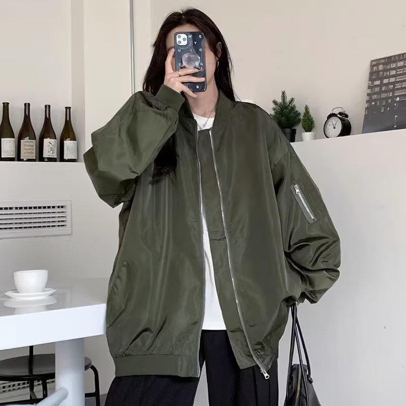 Женская бейсбольная куртка Harajuku, весна/осень, цвет милитари-зеленый, стиль американской пары, модный гонконгский нишевый дизайн.
