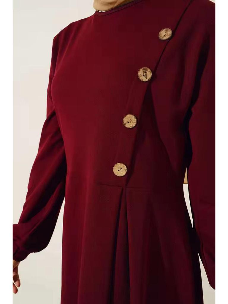 Элегантное однотонное платье с длинными рукавами для мусульманок Ближнего Востока - модный халат весна/осень