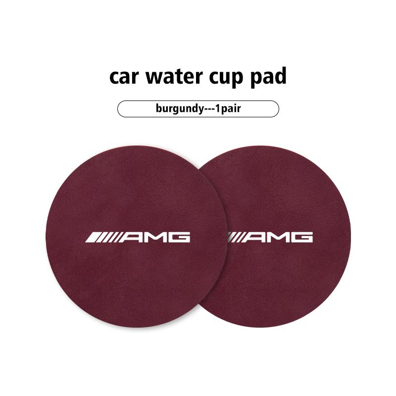 BTY4 2pcs Car Coaster Water Cup Bottle Holder Mat Anti-Slip Pad For Mercedes Benz AMG C180 C300 W124 W176 W177 C200 C260 GLC CLE CLA