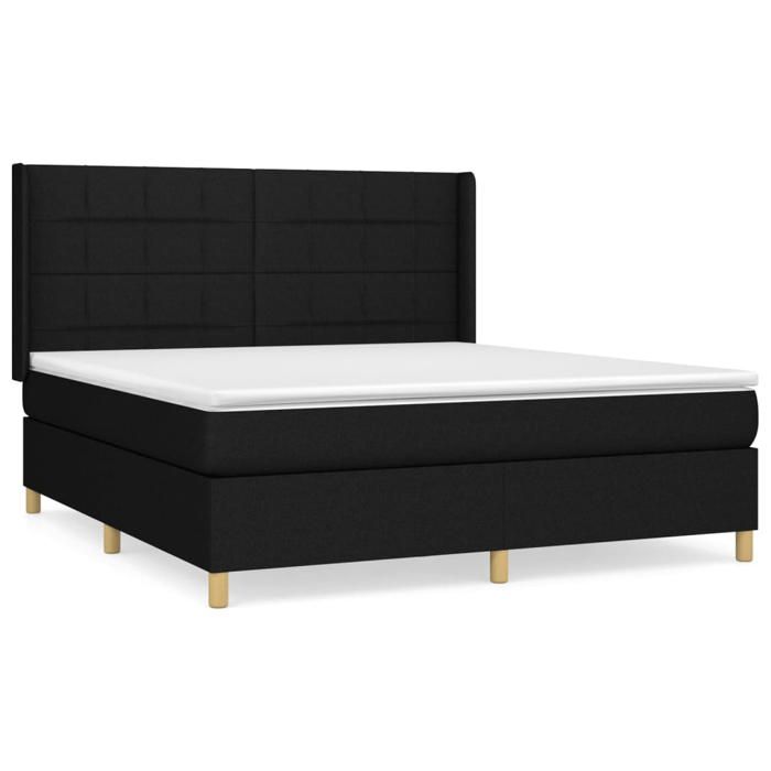Maison Exclusive - Sommier à lattes de lit avec matelas Noir 180x200 cm Tissu