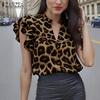Ayollar yozgi kundalik yengsiz leopard printli bluzka