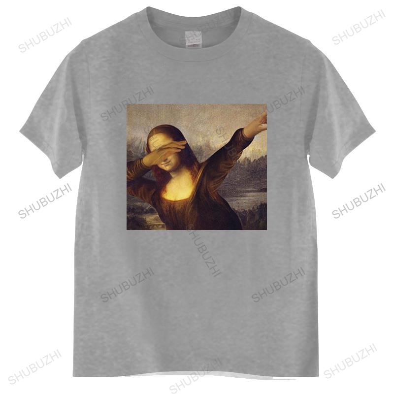 Tshirt Unisex Cotton Tops Unisex Dabbing Mona Lisa Dab Hiphop Classic Art Gioconda Black Unisex T Shirt Euro Size