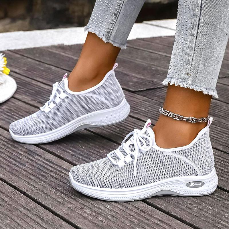 Fashion Spring Autumn Thick Sole Sneakers Women 2025 New Soft Sole Breathable Casual Shoes Woman Comfort Non Slip Knit Sport Sneaker 42