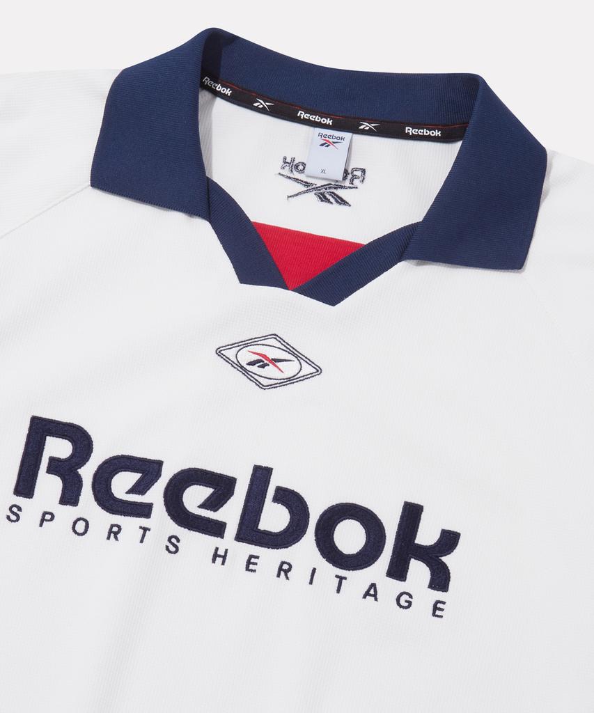 REEBOK Side Color Block Waffle Collar T-Shirt - Off White