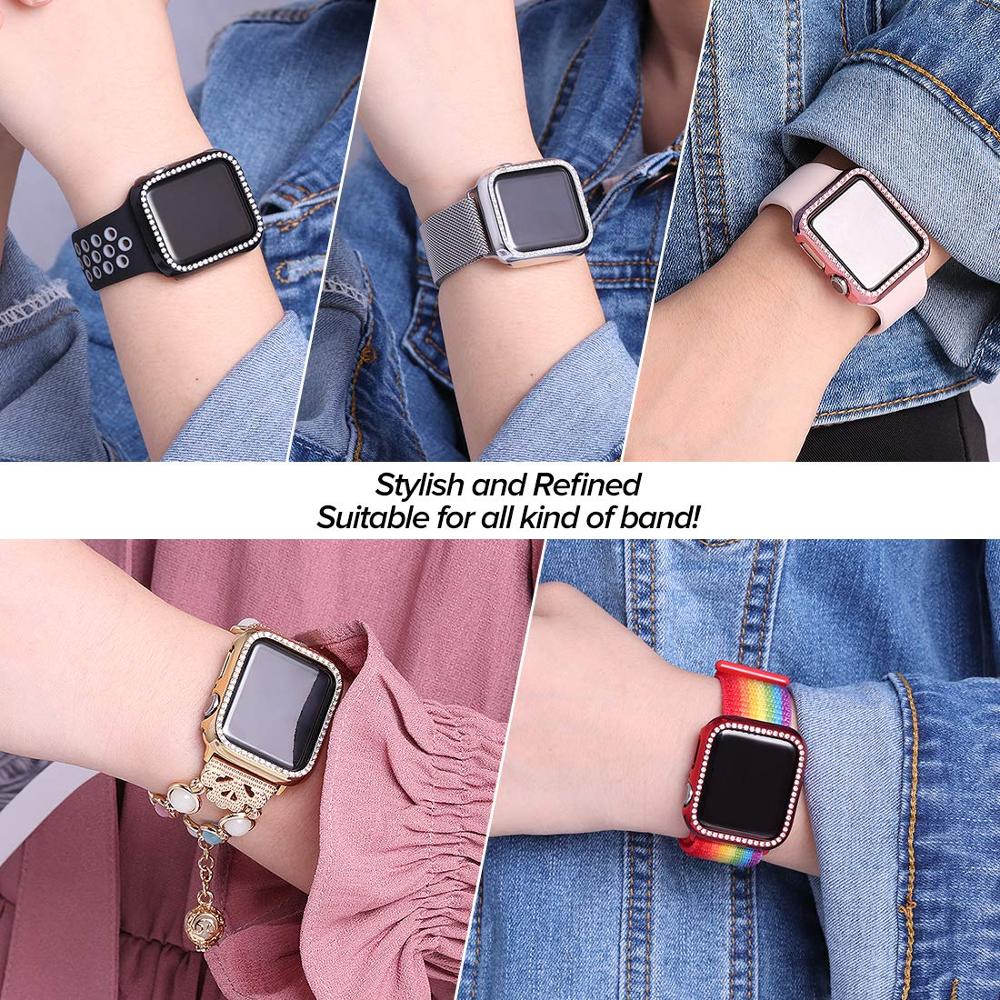 Роскошный чехол для Apple Watch Case 44 мм 40 мм IWatch 42 мм 38 мм Алмазный защитный бампер Apple Watch Series 6 5 4 3 2 SE аксессуары