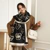 Autumn and Winter New Cartoon Bear Jacquard Scarf Women's Thickened Versatile Imitation Cashmere Scarf Winter Warm Shawl