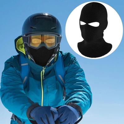 Шапка-капюшон с 2 отверстиями Шапки-бини Мужская вязаная шапка Закрывающая лицо Женская зимняя шапка