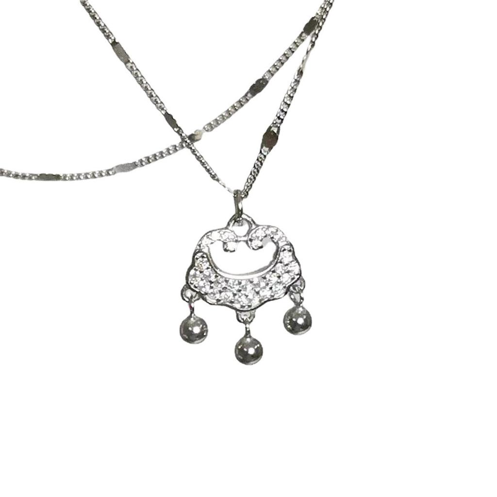 Ожерелье с замком безопасности и бриллиантами для женщин, желанная удача, национальный стиль, благословение, дизайн, чувство, ключичная цепочка, кулон, подарок девушке