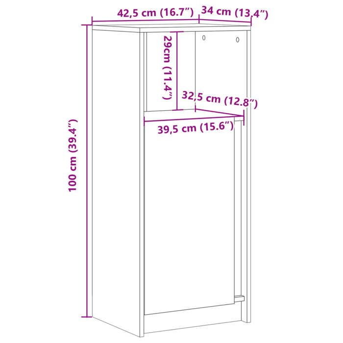 VidaXL Buffet avec LED chêne marron 42,5x34x100 cm bois d'ingénierie, meuble de rangement, meuble de rangement cuisine, 852158