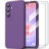 Чехол Силиконовый - BOOLING - для Samsung Galaxy A37 5G - Тонкий Темно-Фиолетовый - 2 Закаленных Стекла