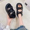Sports Sandals Girl 2025 New Summer Fairy Wind Platform Muffin Shoes Velcro Sequins Seaside Beach Shoes