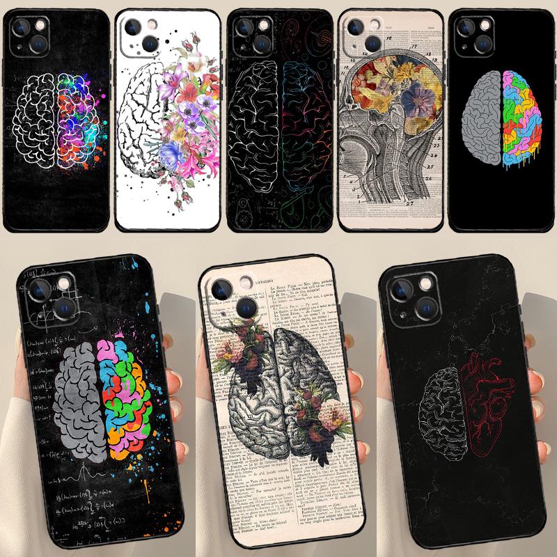 Чехол для iPhone 13 12 11 14 15 Pro Max 7 8 Plus X XR XS Max 12 Mini SE 2020 2022 с рисунком мозга