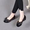 Round Head Flat Bottom Women's Spring and  Bow Mesh Splicing Small Single Shoes Black Sheepskin Women's Shoes