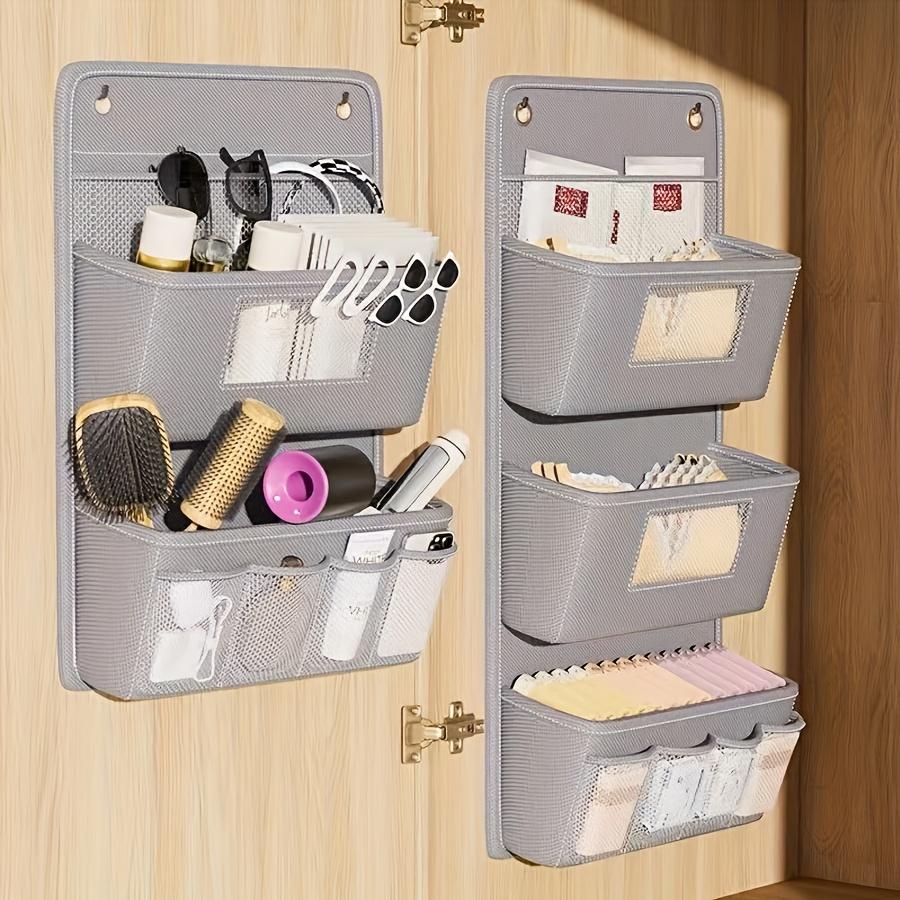 Multi-Functional Gray Wall-Mounted Storage Organizer – Multi-Pocket Hanging Bag with Viewing Windows&Hooks for Offices&Closets