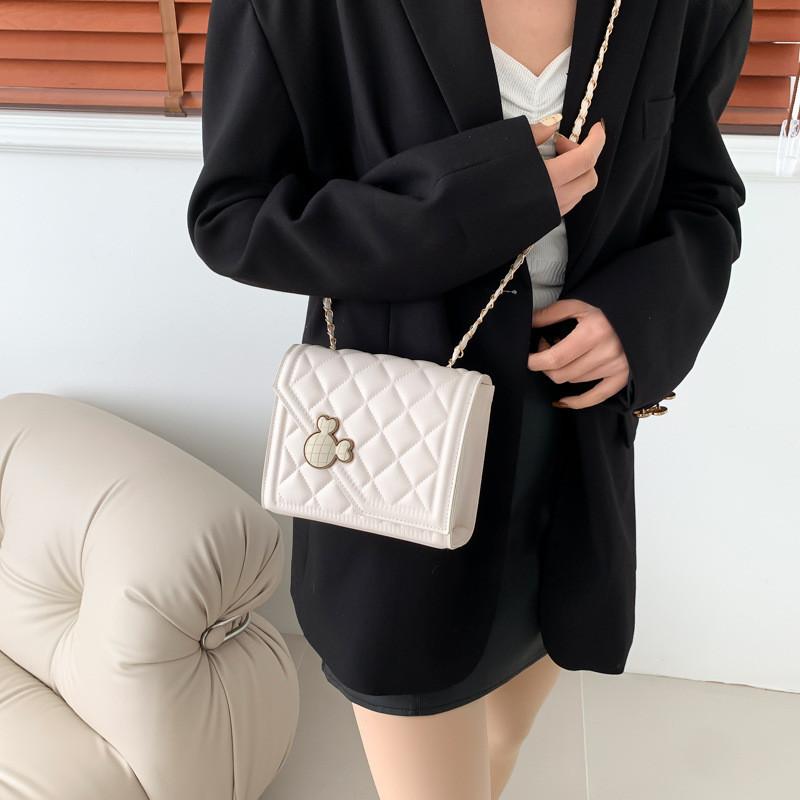 Small Square Bag Women 2024 Spring New Fashion Popular Cross-border Street Trend Chain Single Shoulder Diagonal Bag White/black/brown
