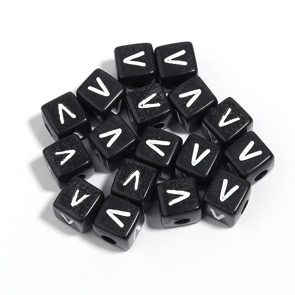 50-100pcs Black Acrylic Letter Beads A-Z Alphabet Beads Cube Spacer Beads For DIY Bracelet Necklace Jewelry Making Accessories