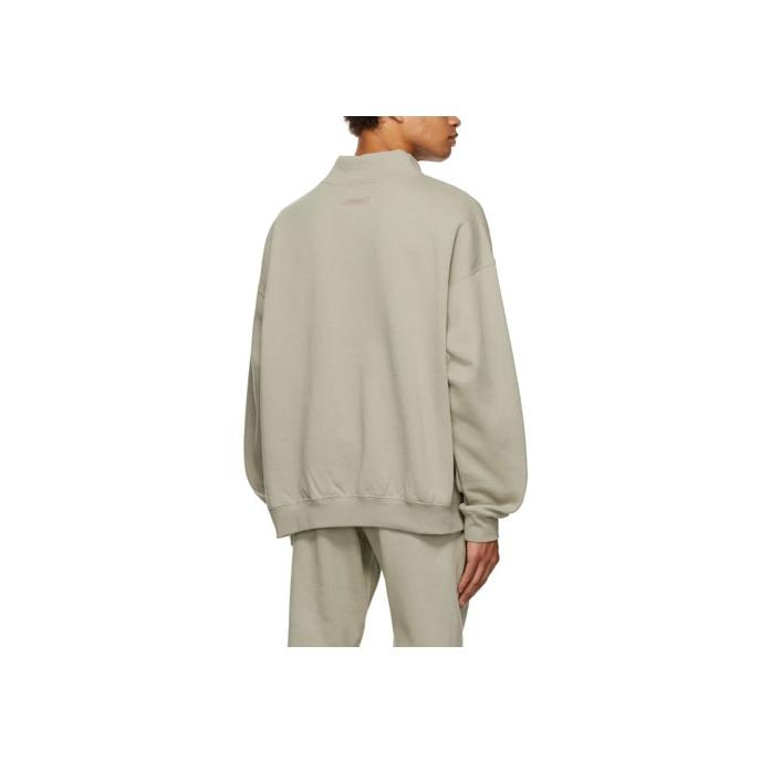 Fear of God Essentials Флокированный логотип, с длинным рукавом, флисовая толстовка-пуловер, мужская толстовка, меланжево-зеленая, FOG-SS22-254