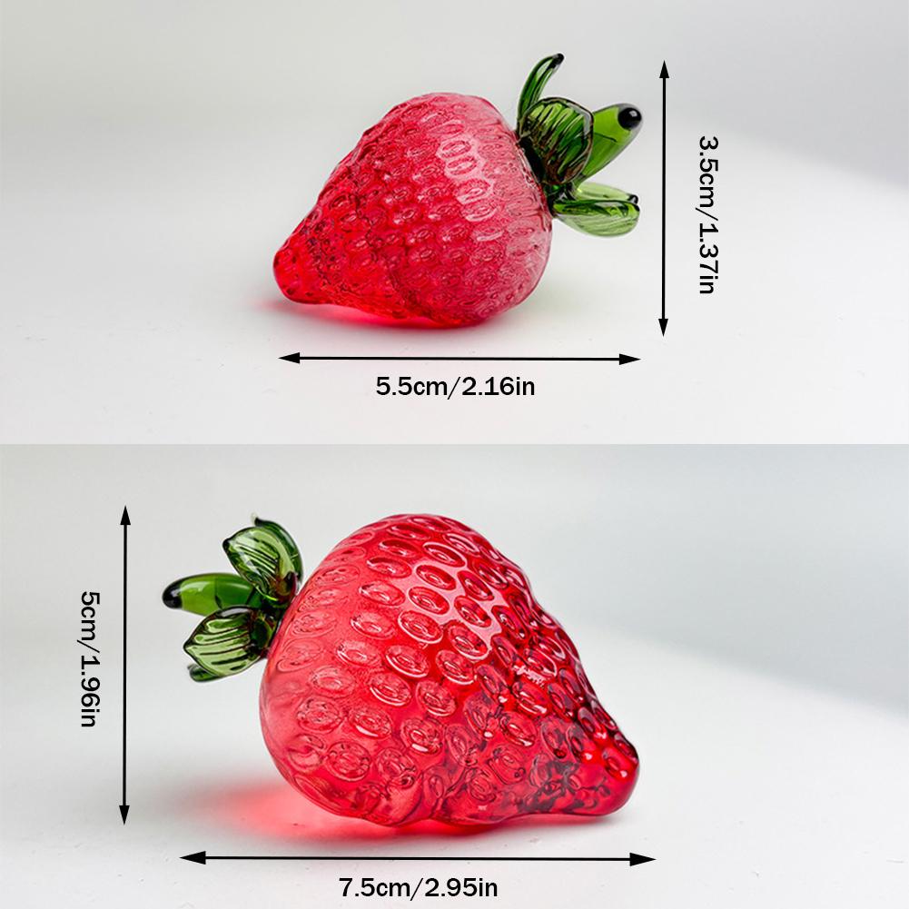 Red Strawberry Glass Decorative Fruit For Table