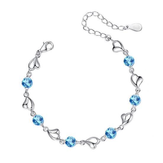 Women Fashion Bracelet Heart Rhinestone Charm Chain Bracelet Zinc Alloy Bracelet Wrist Jewelry for Valentine's Day Birthday Party