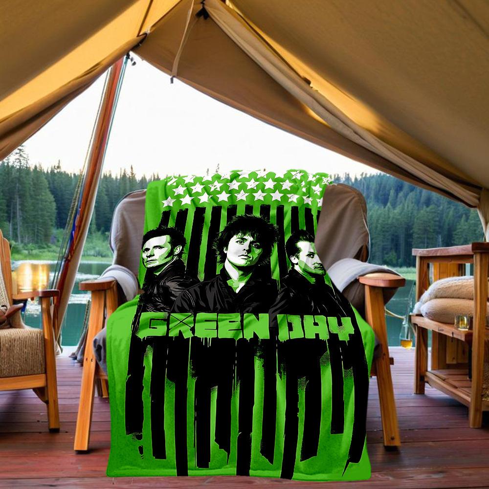 1 шт. Плед Green Day для улицы, легкий, фланелевый, мягкий и теплый, для использования в любое время года, для дивана, улицы, кемпинга, гостиной, офиса, стула