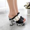 2025 Summer New High-heeled Fish Mouth Sandals Women's Thick-heeled Casual Large-size Women's Slippers