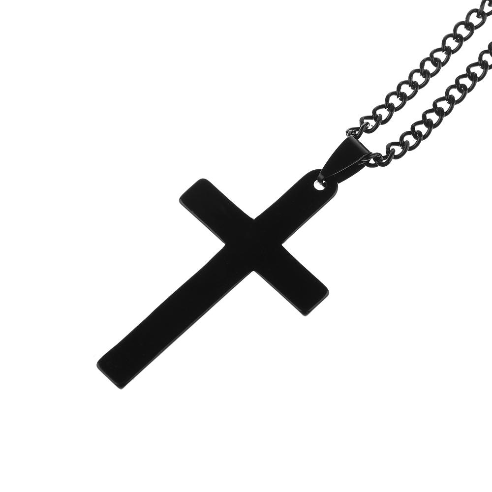 Jewelry Statement Alloy Stainless Steel Cross Pendant Link Chain Men Necklace