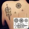 Мандала цветок временные татуировки наклейки ключицы руки назад тела ретро черные одноразовые поддельные татуировки водостойкие для сексуальных женщин