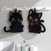 Black Cat Embroidered Hand Towel, Coral Fleece Super Absorbent Quick-Dry Hanging Bathroom and Kitchen Finger Towel