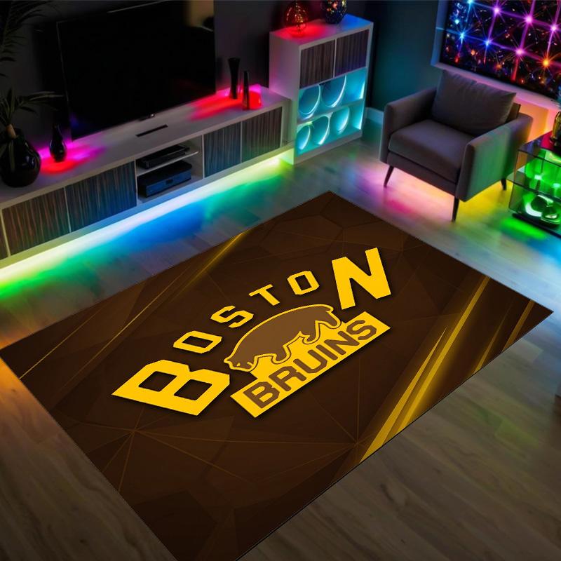 Дизайн Boston Bruins Кристальный Велюровый Ковер Уютный Не?Нескользящий ковер с принтом для спальни, гостиной, прихожей