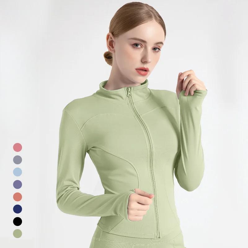 S-3XL Женская спортивная куртка облегающего кроя с длинными рукавами, пальто для фитнеса, топы для йоги с отверстиями для больших пальцев, спортивная куртка, толстовки для тренировок