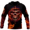 Men Hoodies 3D Print Horror Flaming Skull Graphic Fashion New Style Casual Pullover Personality Oversize Men’s Clothing Tops