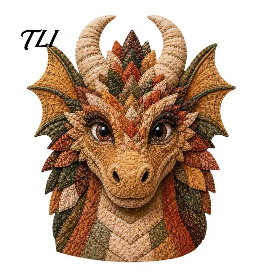 Advanced Quilting Supplies Dragon Patchwork DIY Kit, Pattern Fabric Craft Ready to Use Pack Sewing Project for Adults, Handmade Home Decor Set