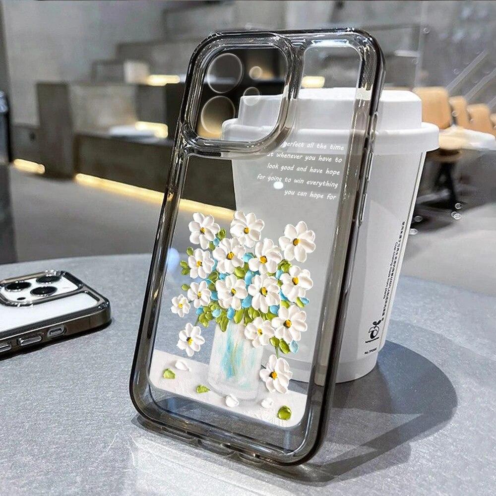 Flower Case For iPhone 11 Case iPhone 13 14 Pro Max 12 Pro XS Max 14 8 Plus XR SE Clear Shockproof Cover For iPhone 13 Pro Max