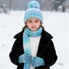 3Pcs/Set Kid Hat Scarf Gloves Set Rainbow Color Plush Ball Decor Knitted Hat Windproof Scarf Gloves Set Winter Accessories