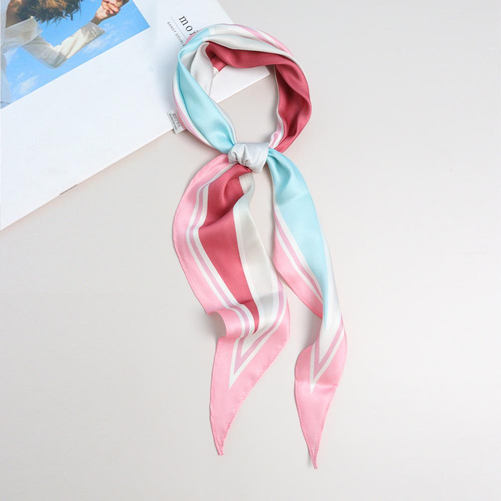 Spring new French literary and artistic simulation silk rhombus scarf imitation fragrant cloud yarn silk scarf women's French elegant small floating b