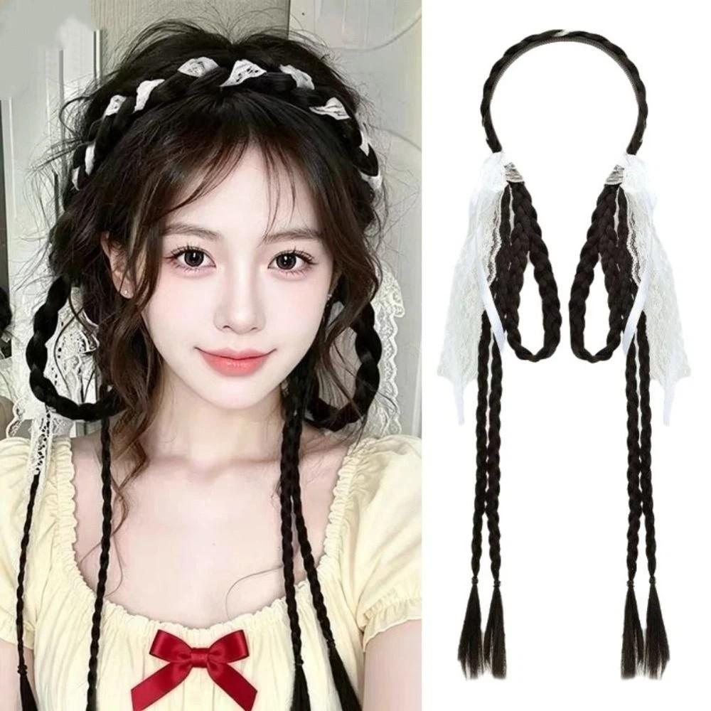 Synthetic Bunny Ear Headband Ponytail Ballet Style Long Pony Tail Hairpieces Cosplay