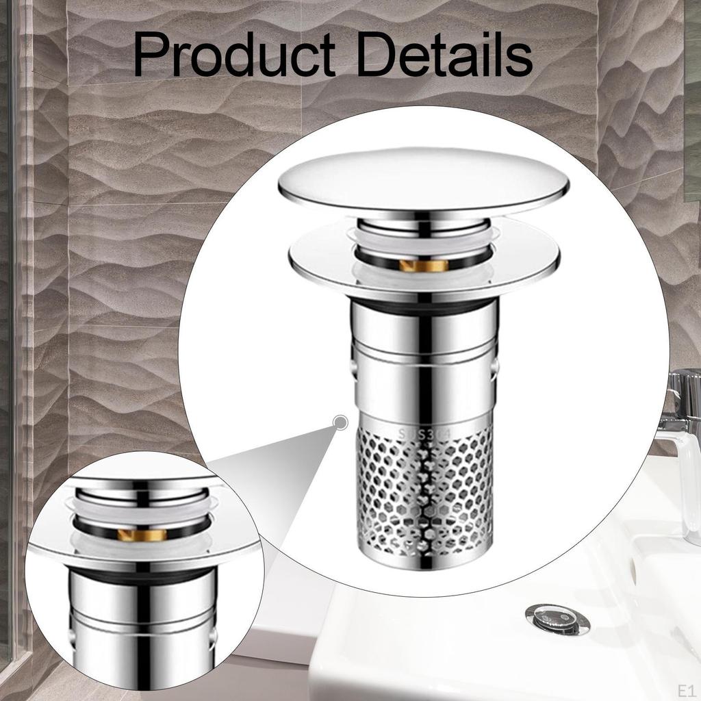 2 Pieces Bathroom Sink Stoppers Drain Strainer Anti Clogging Convenient Removable Basket for