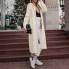 Women's Autumn And Winter Solid Color Loose Knit Sweater Mid-Length Hooded Jacket Sweater