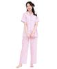 SAZAC Sleepy Hello Kitty Shirt Cotton Short Sleeve and Long Pants Set Pajamas, 100% Broadcloth, Women's (Purple/L/SAN1945)