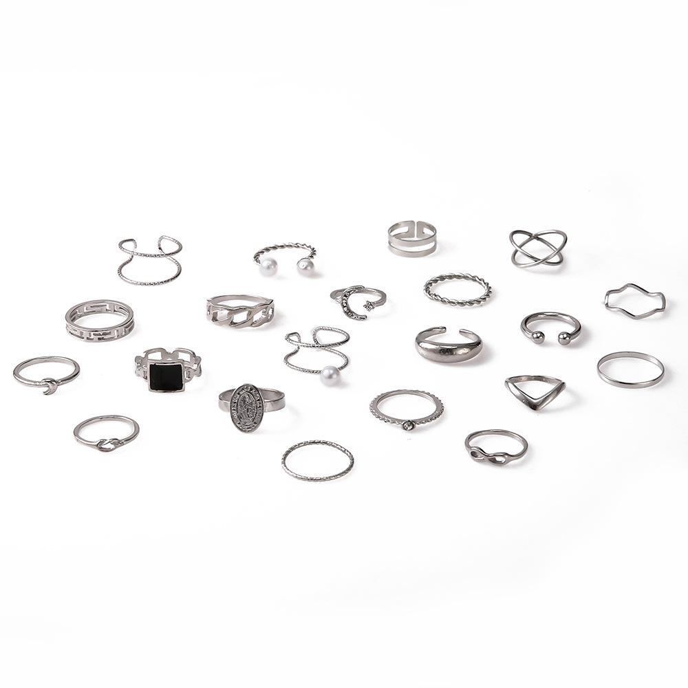 Комплект колец «Звезда и Луна»: Модная коллекция из 21 предмета с индивидуальным дизайном Twist & Drip Oil