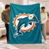 Flannel Fleece Blanket with Miami Dolphins Design, Soft Lightweight Throw for Bed Sofa Travel