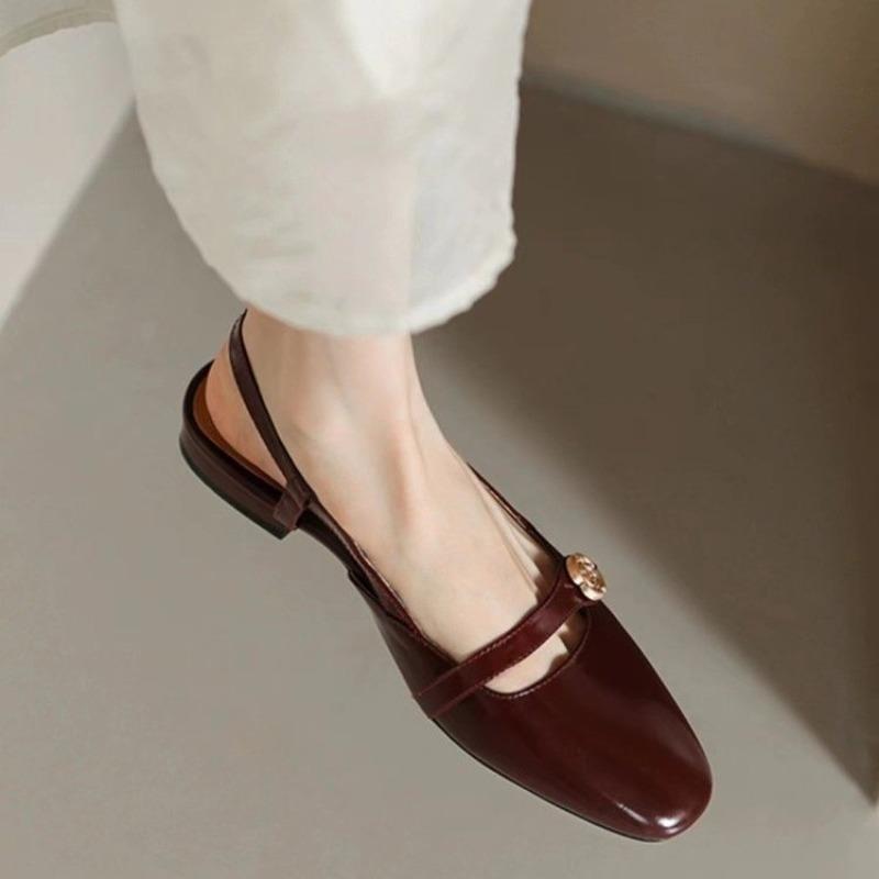 Beige Heeled Sandals Shoes Closed Toe 2025 Women's All-Match Mary Jane Black Block Comfort Low New Open Retro Girls Summer