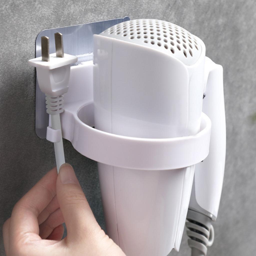 Hair Dryer Holder ABS Bathroom Shelf Durable Solid Color Storage Wall-mounted Rack Organizer Hairdryer Bathroom Accessories