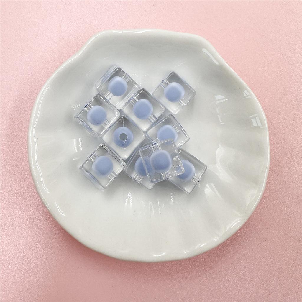 Простой модный браслет-брелок 10 мм, прозрачные модные квадратные бусины из акрила, 10 шт., яркое лицо, сделай сам, ювелирные аксессуары, сэндвич, изысканные ювелирные изделия