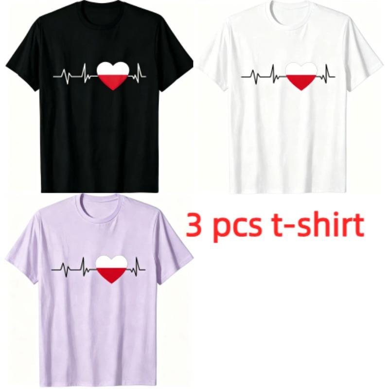 Fun I Love Poland Pattern Print Kids T-shirt Summer Girls Boys Casual Fashion Tops Kids O-Neck Short Sleeve T-shirt Clothing