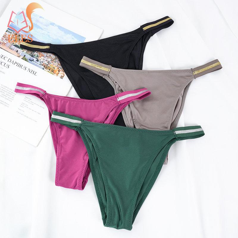 Женские стринги с люрексом, сексуальные стринги, мягкие атласные трусики, пляжное бикини, женское нижнее белье