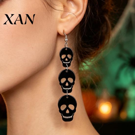 Cute Costume Earrings for Halloween Gifts 1 Pair Women, Acrylic Gothic Dangle Earrings, Creative Printed Spooky Bat Pumpkin Skeleton Drop Party Favors
