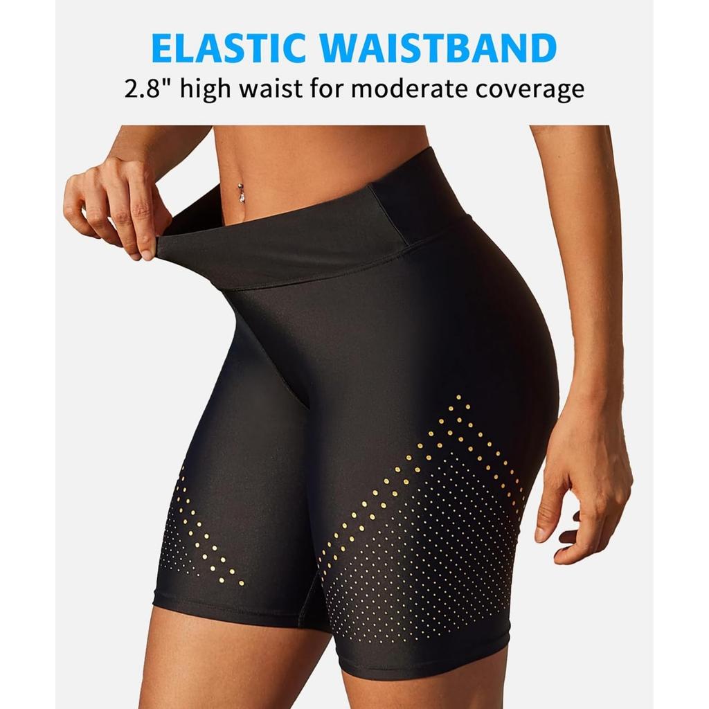 Женские шорты для плавания Charmleaks с высокой талией и принтом в горошек, быстросохнущие шорты с защитой UPF50+ и подкладкой