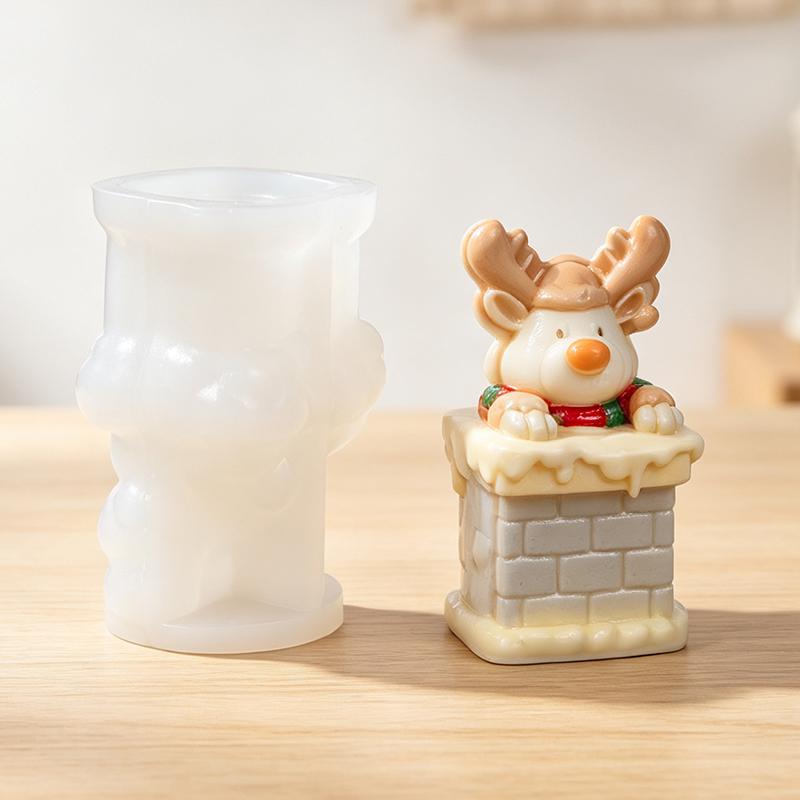 Xiaomi 3D Christmas Silicone Candle Mold Moon Santa Claus Gnome Christmas House Castle Reindeer Gypsum Aroma Soap Mold Home Decor450000
