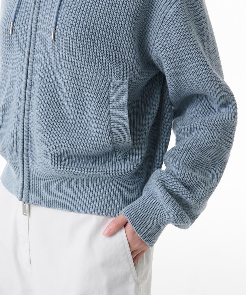MUSINSA STANDARD WOMAN Women'S Ribbed Knit Hooded Zip-Up [Sky Blue]